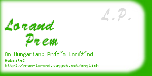 lorand prem business card